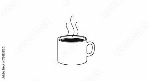 Christmas  steaming hot coffee cup vector illustration, black and white coffee mug graphic design for coffee lovers design vector