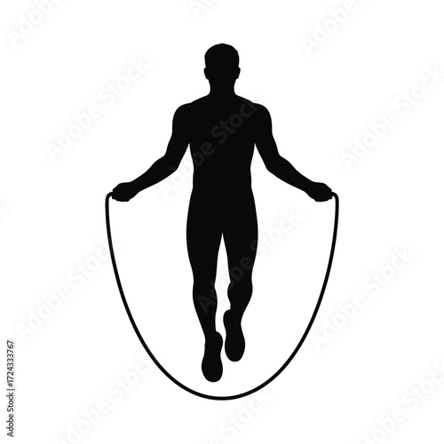 Man jumping rope silhouette skipping exercise