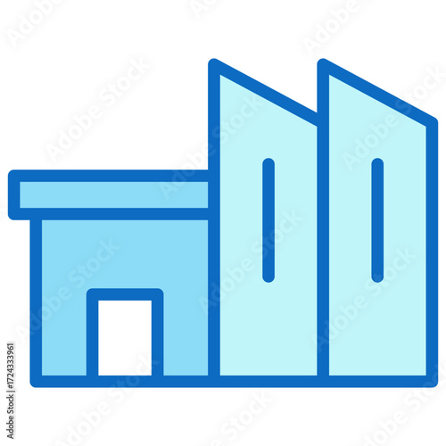 Company Building Blue Fill Outline Icon Design Vector - simplified icon of a corporate building, representing business infrastructure and office operations