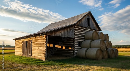 Barn and Hay Bales. (1)