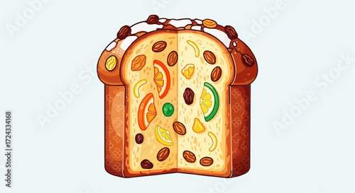 Christmas  delicious panettone bread recipe for christmas holiday traditional italian sweet bread food dessert baking guide vector