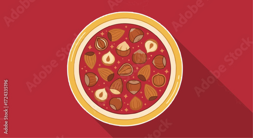 Christmas  delicious mixed nuts bowl illustration featuring almonds hazelnuts and other healthy snacks for diet concept vector