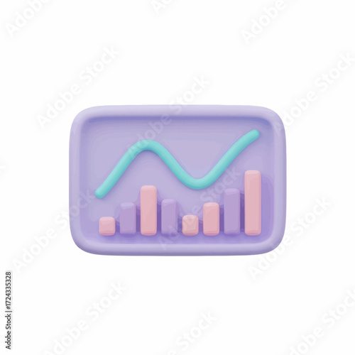 Minimalist 3d digital dashboard with financial chart