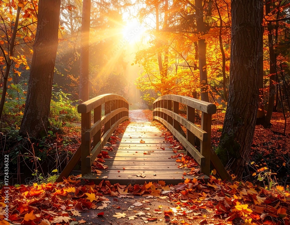 Obraz premium Scenic Pathway with Fall Colors