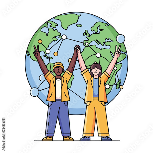 Diverse team celebrates global connection and cooperation