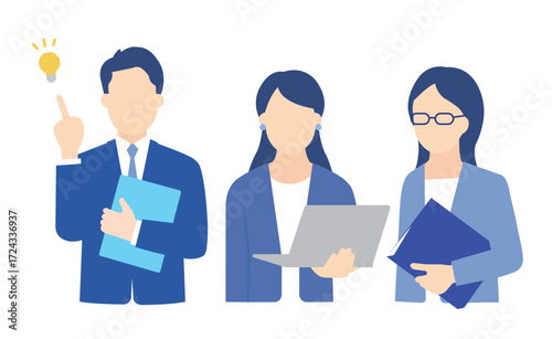 ビジネスパーソン3名のシンプルイメージ