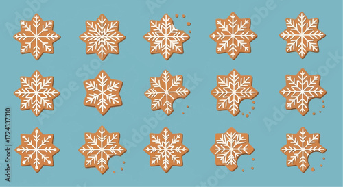 Christmas  gingerbread snowflake cookies christmas holiday baking dessert food photography festive season treat delicious vector