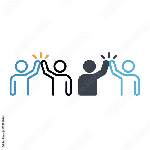 Teamwork High Five Icon Set success celebration