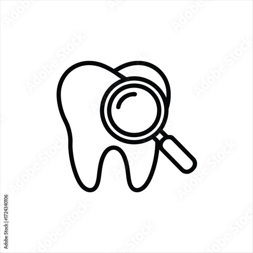 Tooth and Magnifying Glass Icon dental search