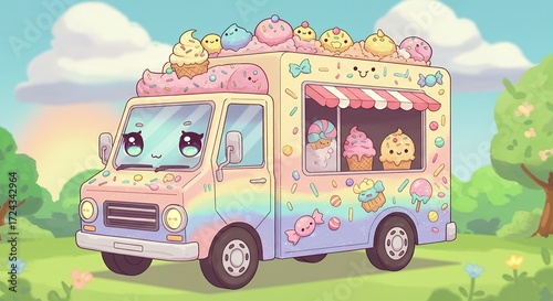 Colorful food truck illustration
