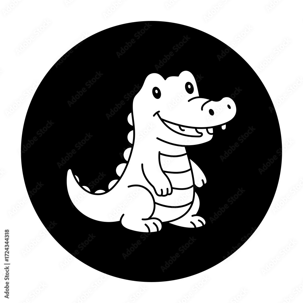 Obraz premium black and white illustration of crocodile icon