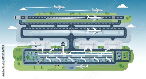 Airport Scene Illustration.