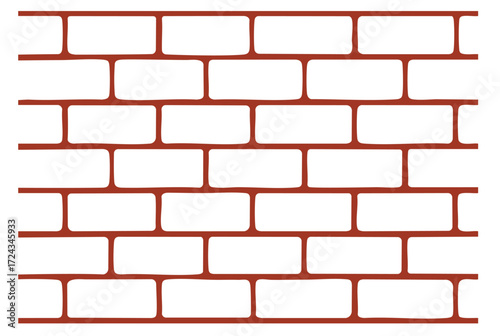 Red brick wall outline pattern, construction masonry background for architectural design and urban decor