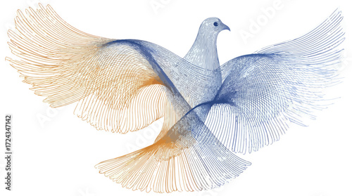 Abstract dove in flight