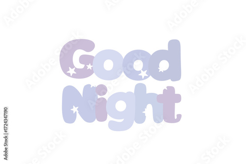 Good Night Text with Stars Cute Pastel Vector Typography Design