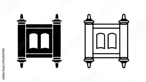 Torah Scroll Icon Depicting Religious Symbolism and Historical Significance.