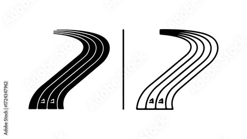 Track lanes for running competition black and white illustration athletic competition sport design race track running path.