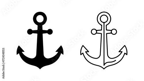 Two anchor illustrations in black and white nautical design.
