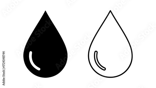 Two Black and White Water Drop Icons.