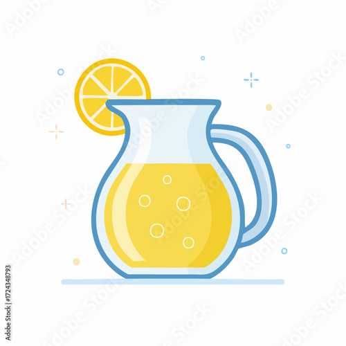 Yellow Lemonade Pitcher with Lemon Slice Illustration