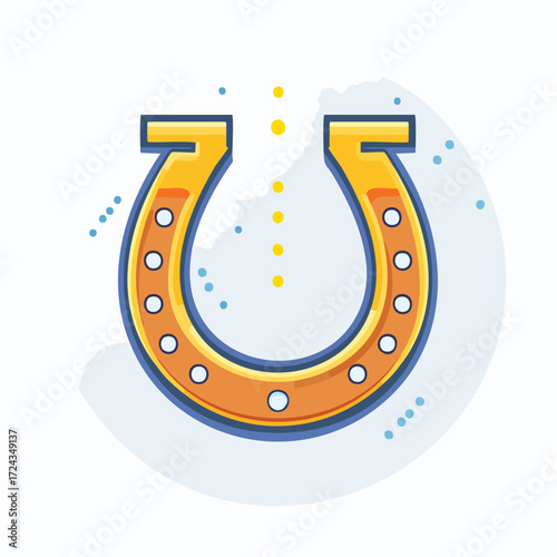 Golden Horseshoe on Light Blue Background