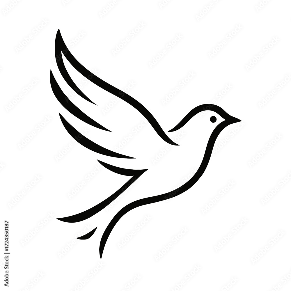 Obraz premium Simple Vector Dove in Flight 