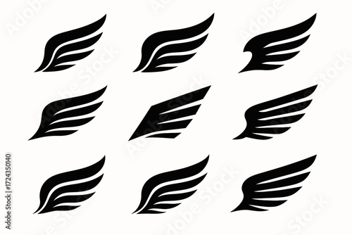 Vector Wings and Feather Icons Set
