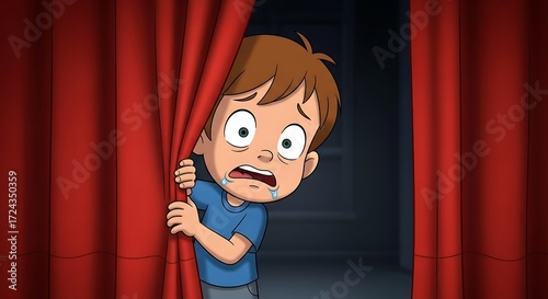Boy scared onstage.