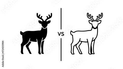 Two Deer Silhouettes One Black One White With VS Symbol Between Them.