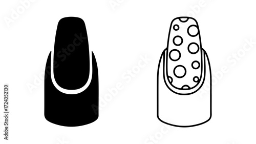 Two distinct nail art designs showcasing classic and polka dot styles.