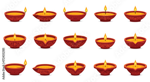 Burning diya lamps glow during Diwali festival celebrations, symbolizing the victory of light over darkness and bringing a festive mood.