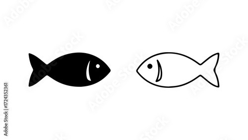 Two fish icons contrasting black and white representing aquatic life.