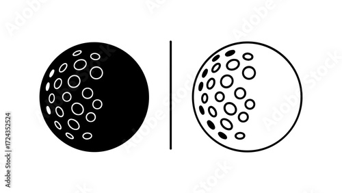 Two Golf Ball Graphics in Black and White Design.