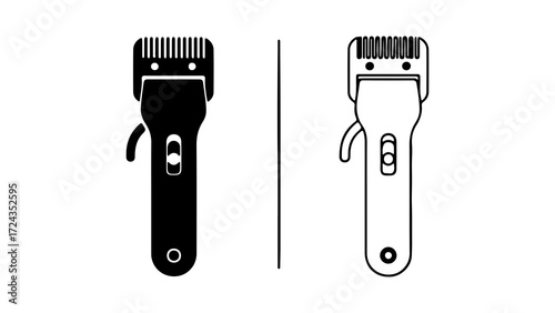 Two Hair Clippers One Black One White Outline 2.
