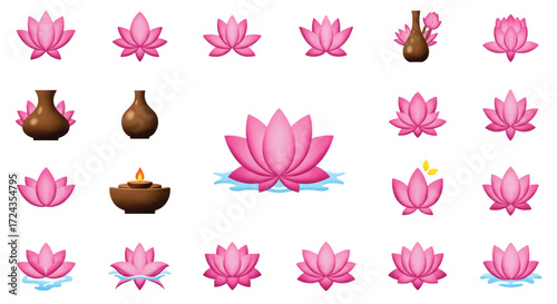 Pink lotus flowers bloom in serene water gardens, symbolizing purity and enlightenment in a peaceful, spiritual atmosphere.