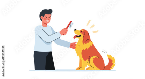 Happy dog getting groomed by its owner, a bonding experience between human and pet full of joy and love