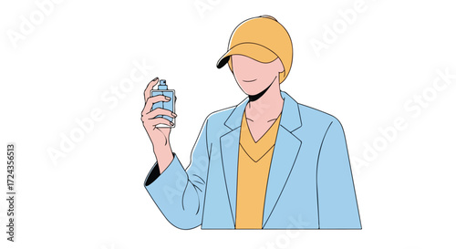 Person holding a sleek perfume bottle showcasing refined taste and style concept presentation for fragrance advertising or personal care branding