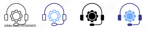 remote support icon set multiple style