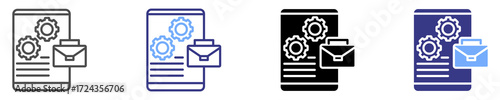 mobile work icon set multiple style