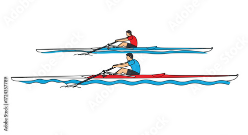 Dynamic rowing competition illustration showcasing teamwork and the pursuit of athletic excellence on the water showcasing coordination and skill