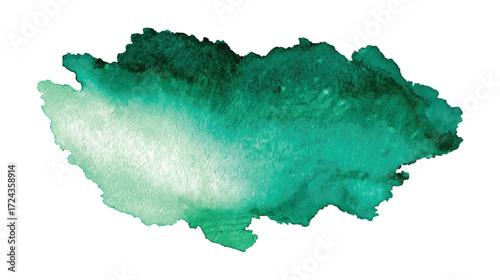 A vibrant green watercolor splash with varying shades and textures