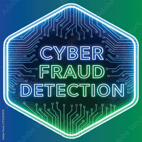 Cyber Fraud Detection Circuit Board Hexagon technology.