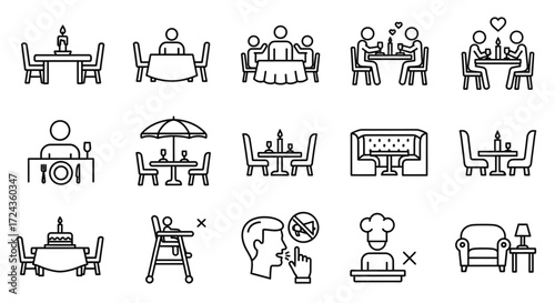 Restaurant Icons Dine-in, Outdoor, & Special Occasion Symbols