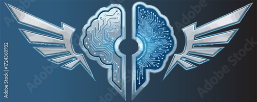Futuristic Brain Circuitry with Wings artificial intelligence.