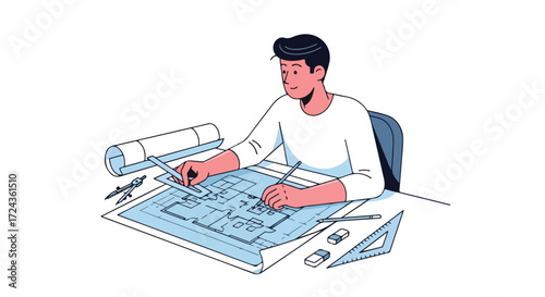 Architectural creation: Detailed blueprint design and construction expertise for innovative project drawings and future building planning