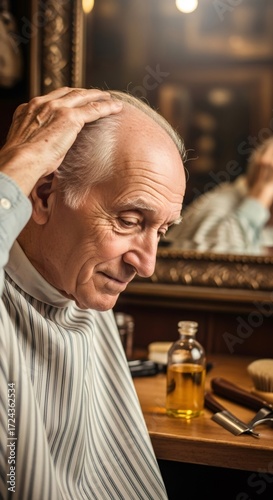 Wallpaper Mural Senior caucasian man touching his balding head. Hair loss problem concept. Hair care treatment for male pattern baldness. Torontodigital.ca