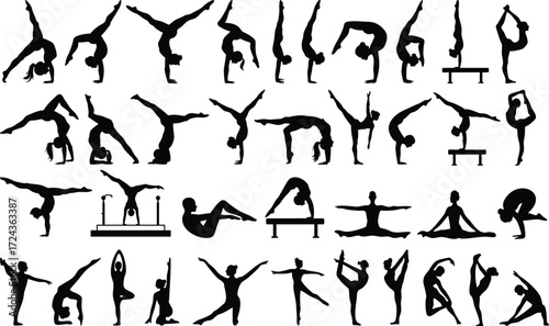 Gymnastics Silhouette Vector Collection