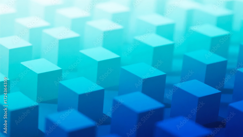 Obraz premium Abstract pattern of blue cubes in gradient arrangement