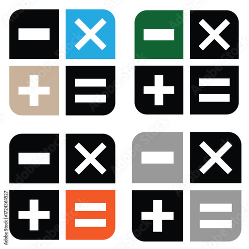 Math Vector Icon Set – Flat Design Symbols for Education and Calculation 