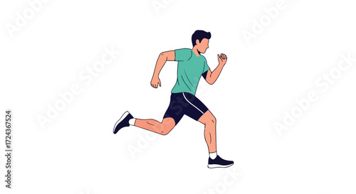 Dynamic illustration of a runner in mid-stride against a clean white backdrop, showcasing athleticism and motion